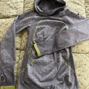 Nike Gray and Yellow Hooded Sweatshirt